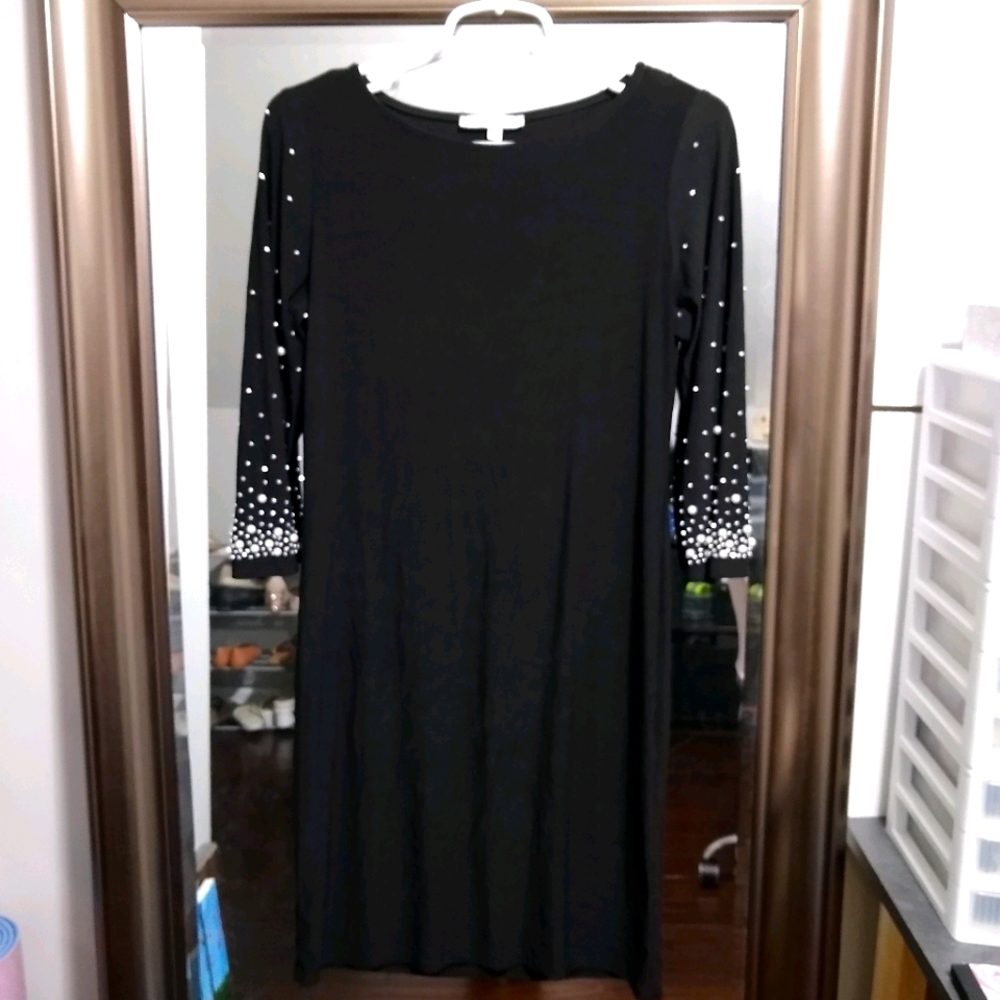 Little Black Dress with embellished sleeves